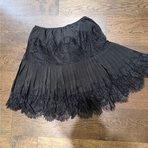 Black Lace Pleated Skirt